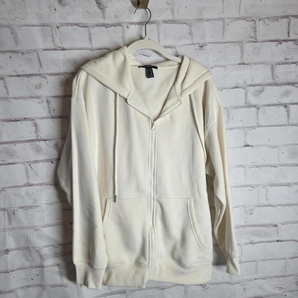 Cream Zip Front Hoodie